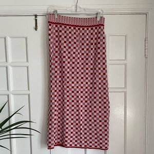 Red checkered Cecilia Prado maxi skirt